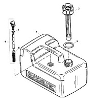 Бак в сборе, топливный - пластик - 3,2 галлона 4-Х ТАКТНОГО ПЛМ MERCURY 6 Серийный номер от 0R000001 до 0R067089