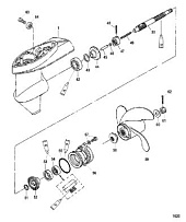 Корпус шестерни, карданный вал 4-Х ТАКТНОГО ПЛМ MERCURY 6 Серийный номер от 0R000001 до 0R067089