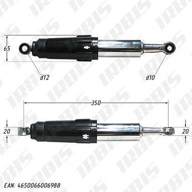 Амортизатор задний (L-345mm,D-12mm,d-10mm) ACTIV, EX110, IROKEZ